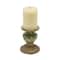 Hello Honey® Distressed Green 2-Tone Sculptural Terracotta Pillar Candle Holder